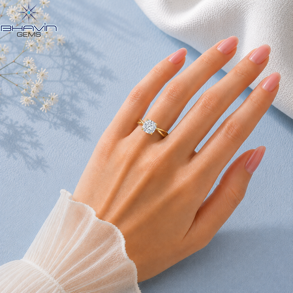 Cushion Cut Diamond Infinity Twist Solitaire Engagement Ring