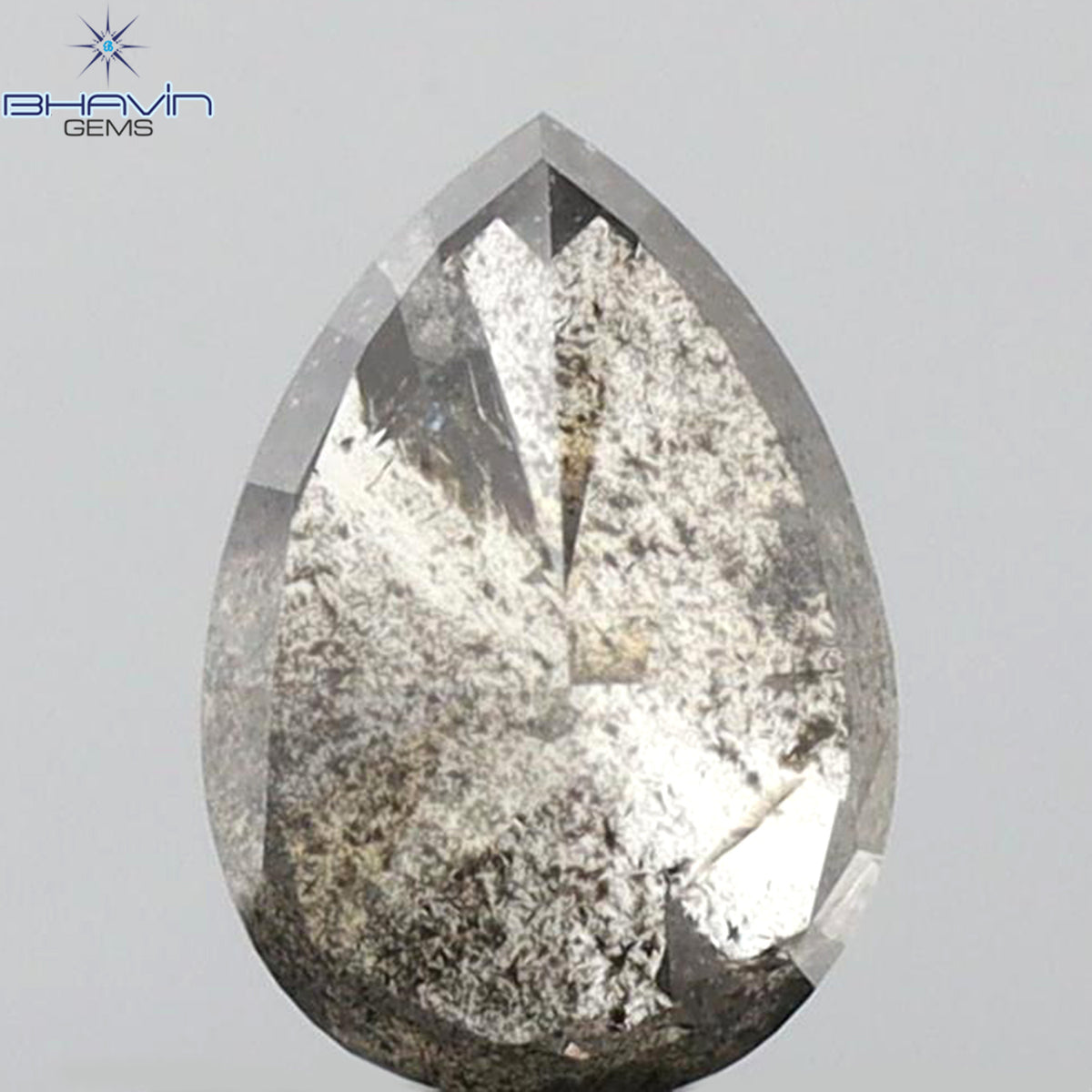 0.85 CT ペアシェイプ 天然ルースダイヤモンド ソルト＆ペッパーカラー I3 クラリティ (6.84 MM)