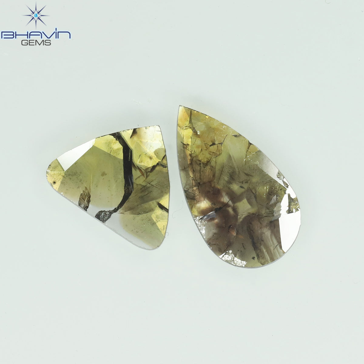 1.26 CT/2 Pcs Natural Pear Slice Diamond Brown Color Clarity I3 (11.95 MM)