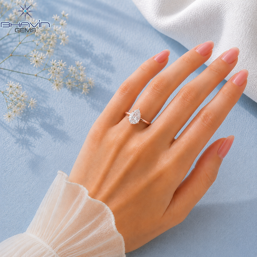 Pear Shaped Diamond Classic Solitaire Engagement Ring