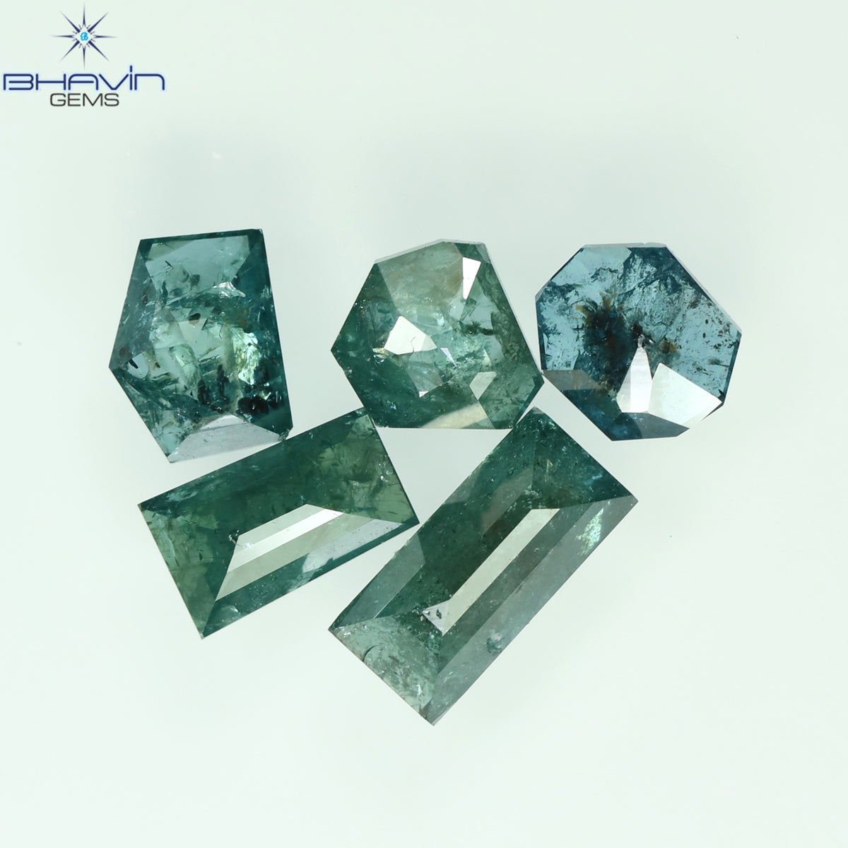 1.56 CT/5 Pcs Natural Mix Shape Diamond Enhanced Blue Color Clarity I3 (6.52 MM)