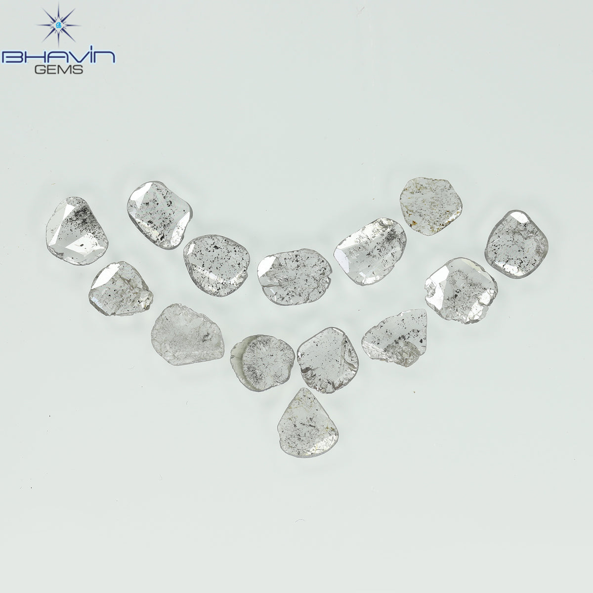 1.35 CT/2 ピース スライス形状 天然ダイヤモンド ソルト アンド ペッパー カラー I3 クラリティ (9.55 MM)