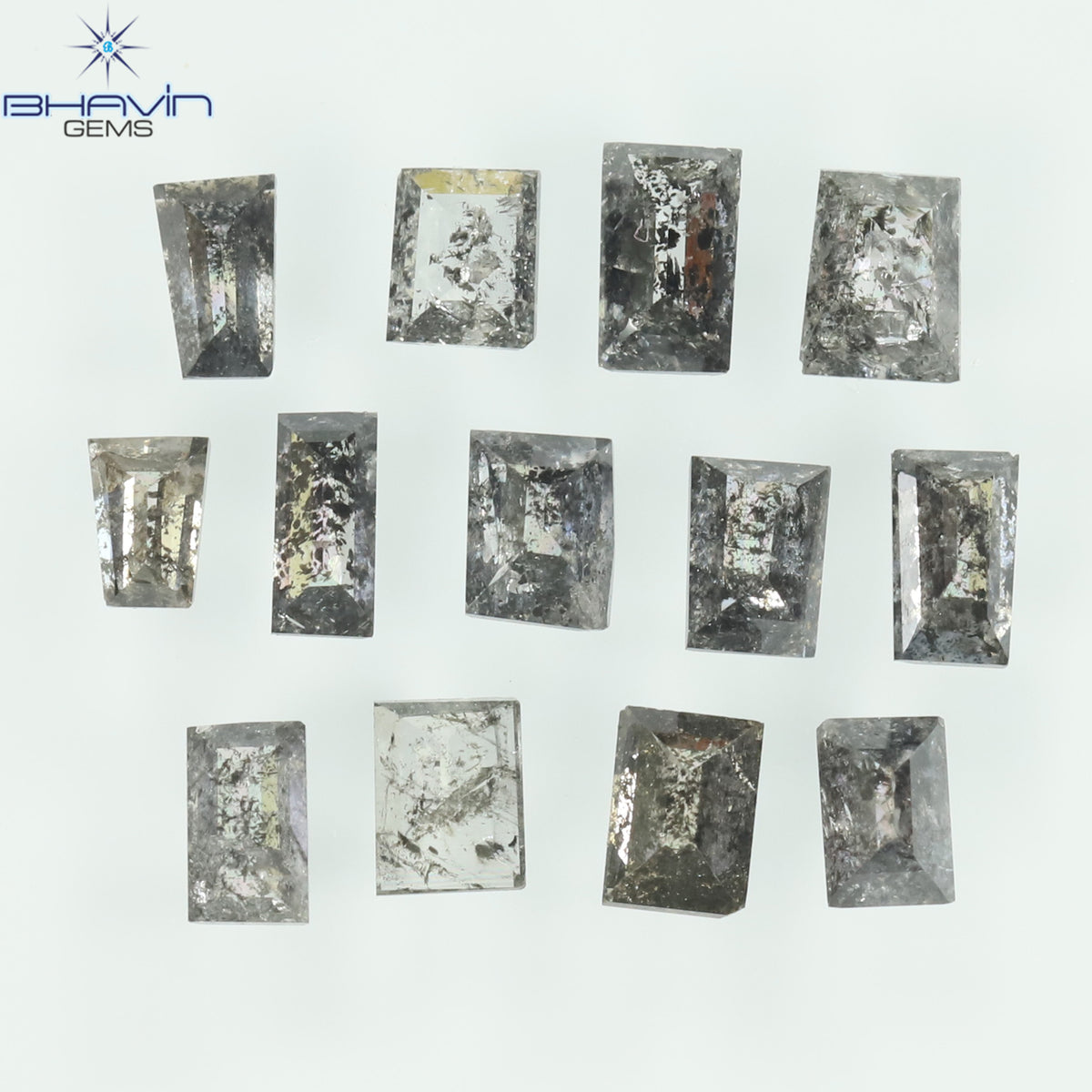 0.83 CT/13 Pcs Natural Square Baguette Diamond Salt and Pepper Color Clarity I3 (3.10 MM)
