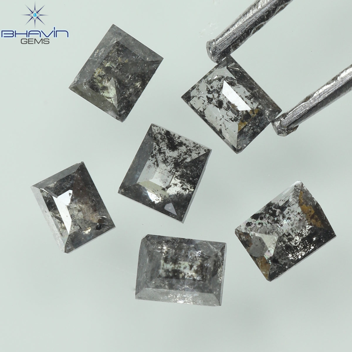 0.31 CT/6 Pcs Natural Square Baguette Diamond Salt and Pepper Color Clarity I3 (2.53 MM)
