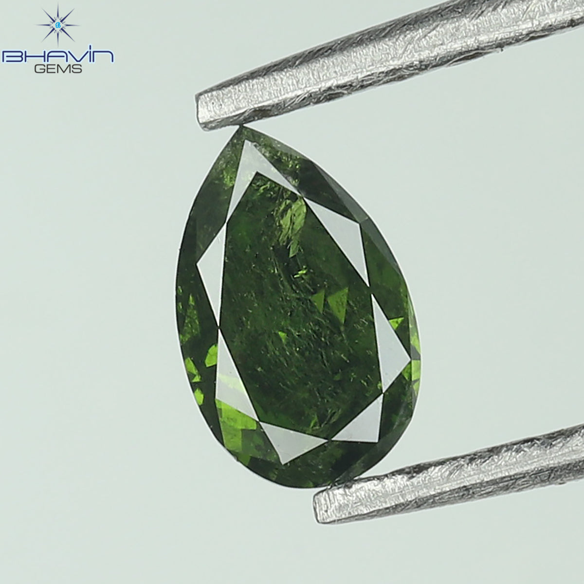 0.19 CT Natural Pear Diamond Enhanced Green Color Clarity I3 (4.51 MM)