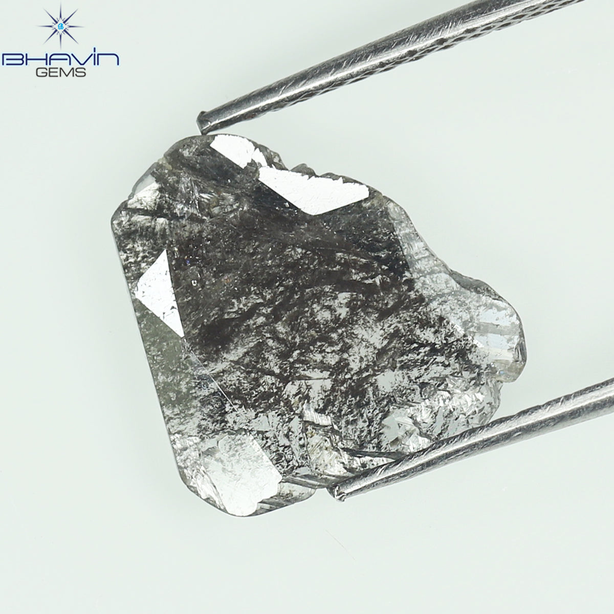 0.95 CT スライス シェイプ ナチュラル ダイヤモンド ソルト アンド ペッパー カラー I3 クラリティ (11.56 MM)