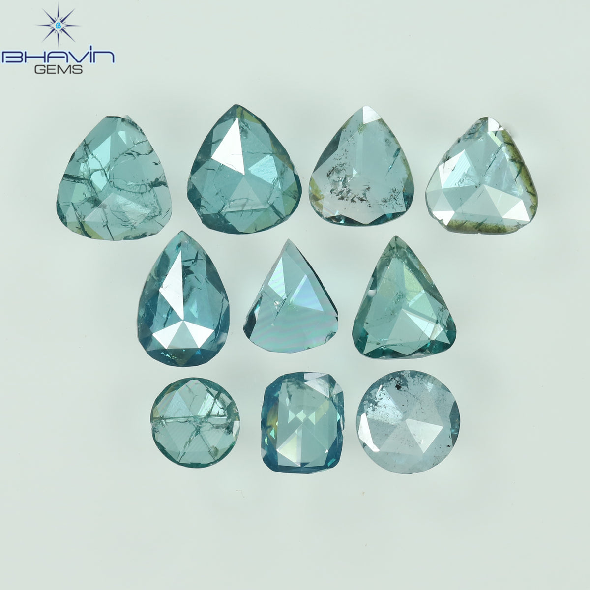 0.80 CT/10 Pcs Natural Mix Shape Diamond Enhanced Blue Color Clarity I1 (4.11 MM)