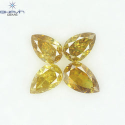 0.99 CT/4 Pcs Natural Pear Diamond Orange Color Clarity SI (5.43 MM)