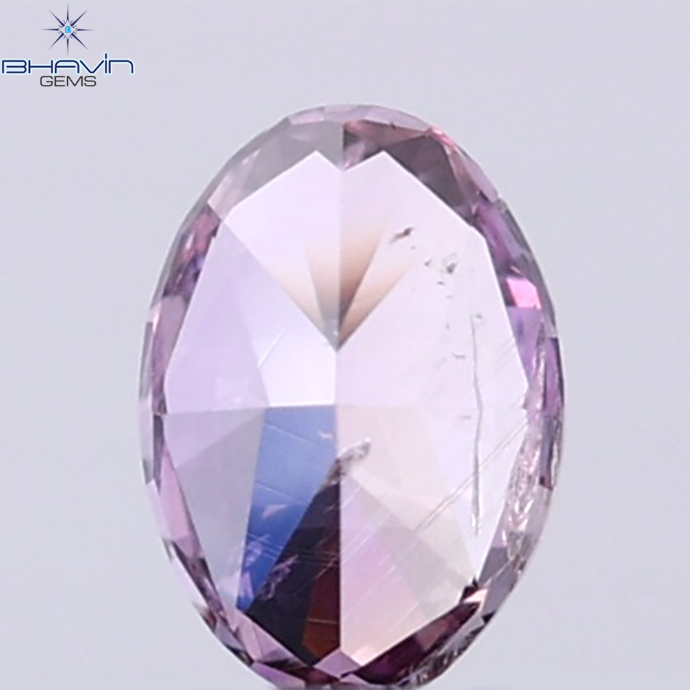 GIA Certified 0.25 CT Oval Shape Natural Diamond Brownish Purple-Pink Color I2 Clarity (4.67 MM)