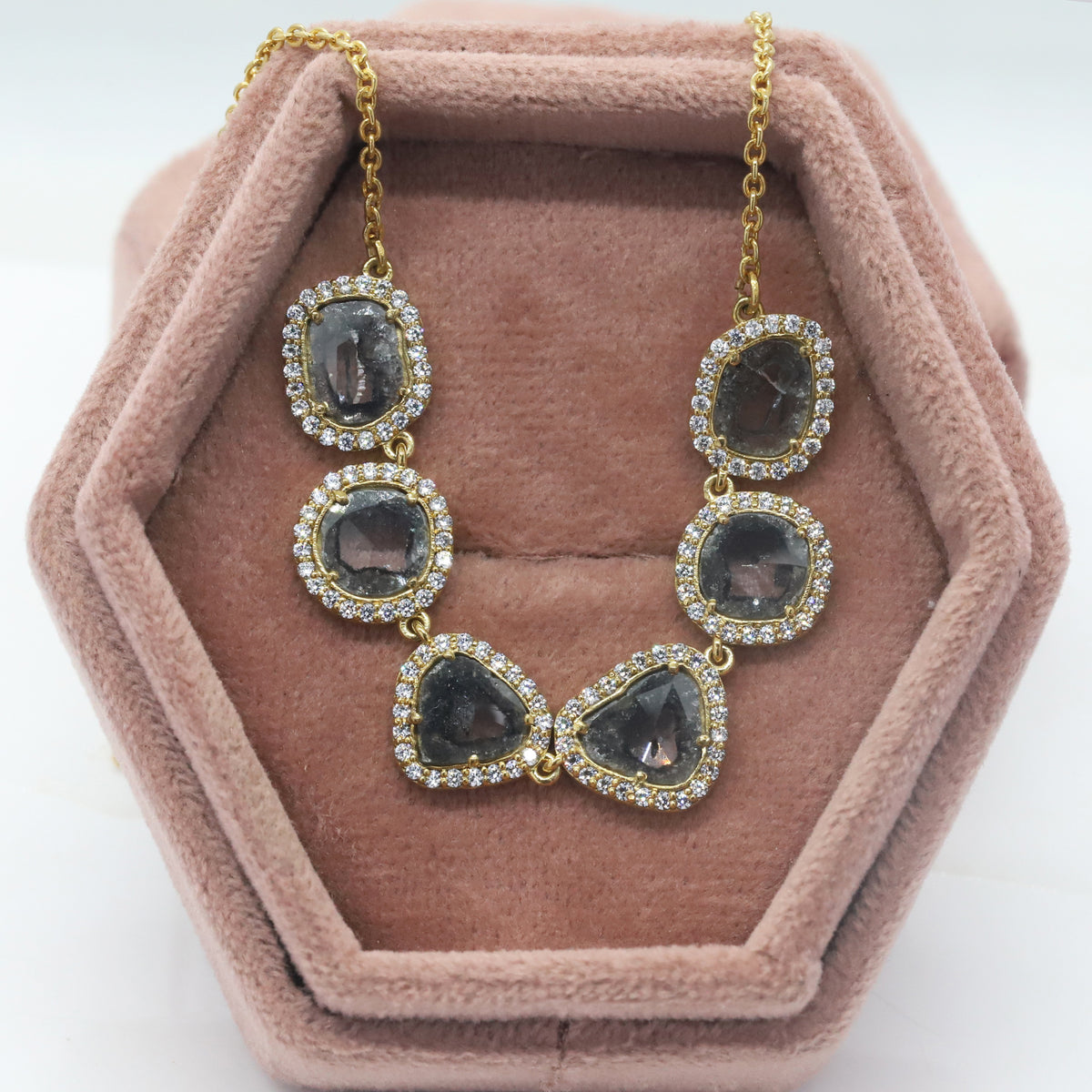 Diamond Pendant Slice Diamond Salt And Pepper Diamond Yellow Gold Pendant Bridal Necklace Pendant