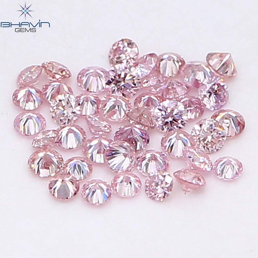 0.45 CT(41 Pcs) Round Natural Diamond Pink Color VS-SI Clarity