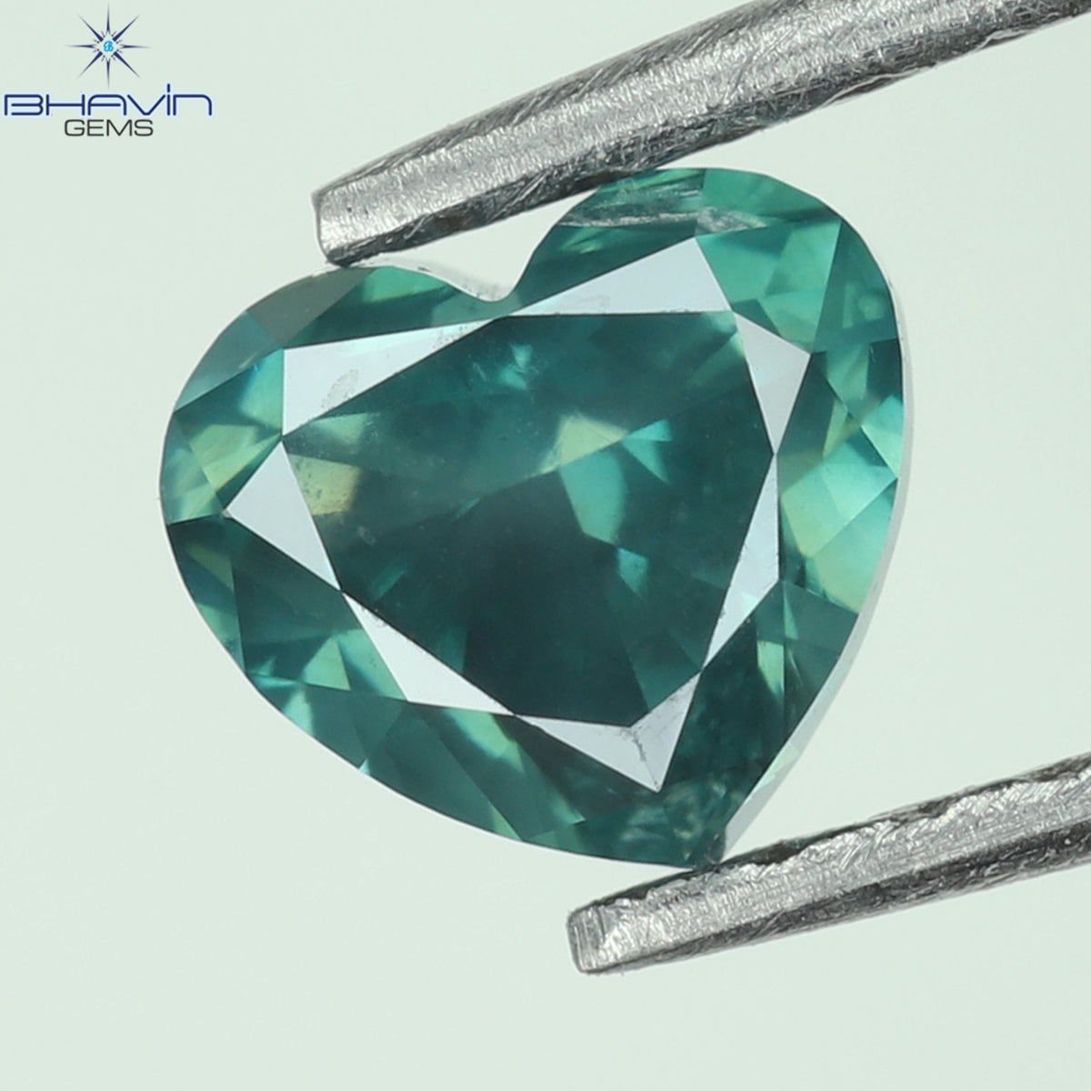 0.49 CT Natural Heart Diamond Enhanced Bluish Green Color Clarity SI1 (4.60 MM)