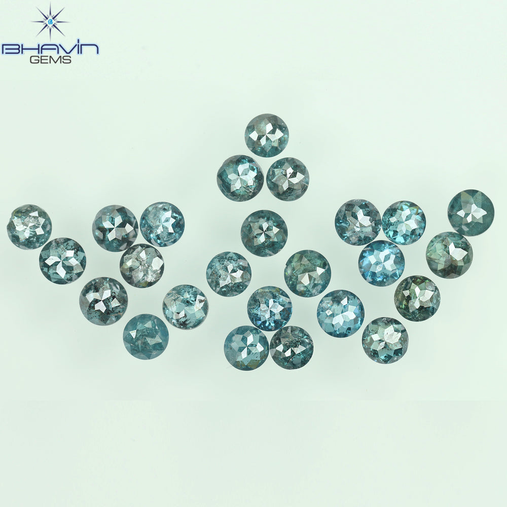2.81 CT/25 Pcs Enhanced Round Rose Cut Shape Blue Color Natural Loose Diamond I3 Clarity (2.86 MM)