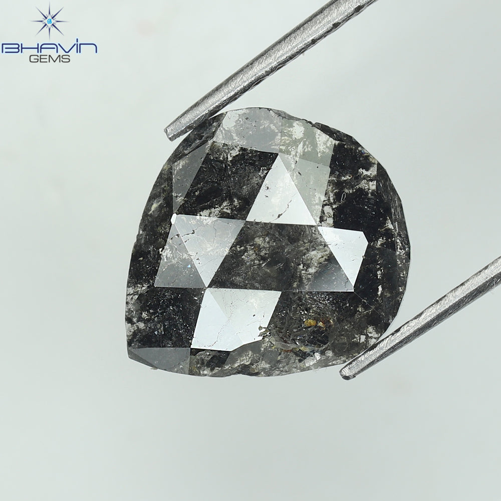 1.49 CT Slice Shape Natural Diamond Salt And Pepper Color I3 Clarity (11.88 MM)