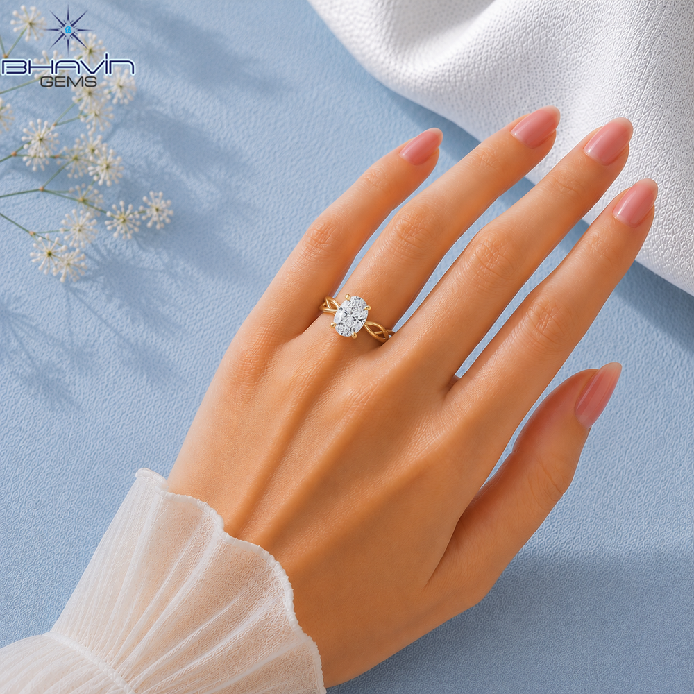 Oval Cut Diamond Twisted Band Solitaire Engagement Ring