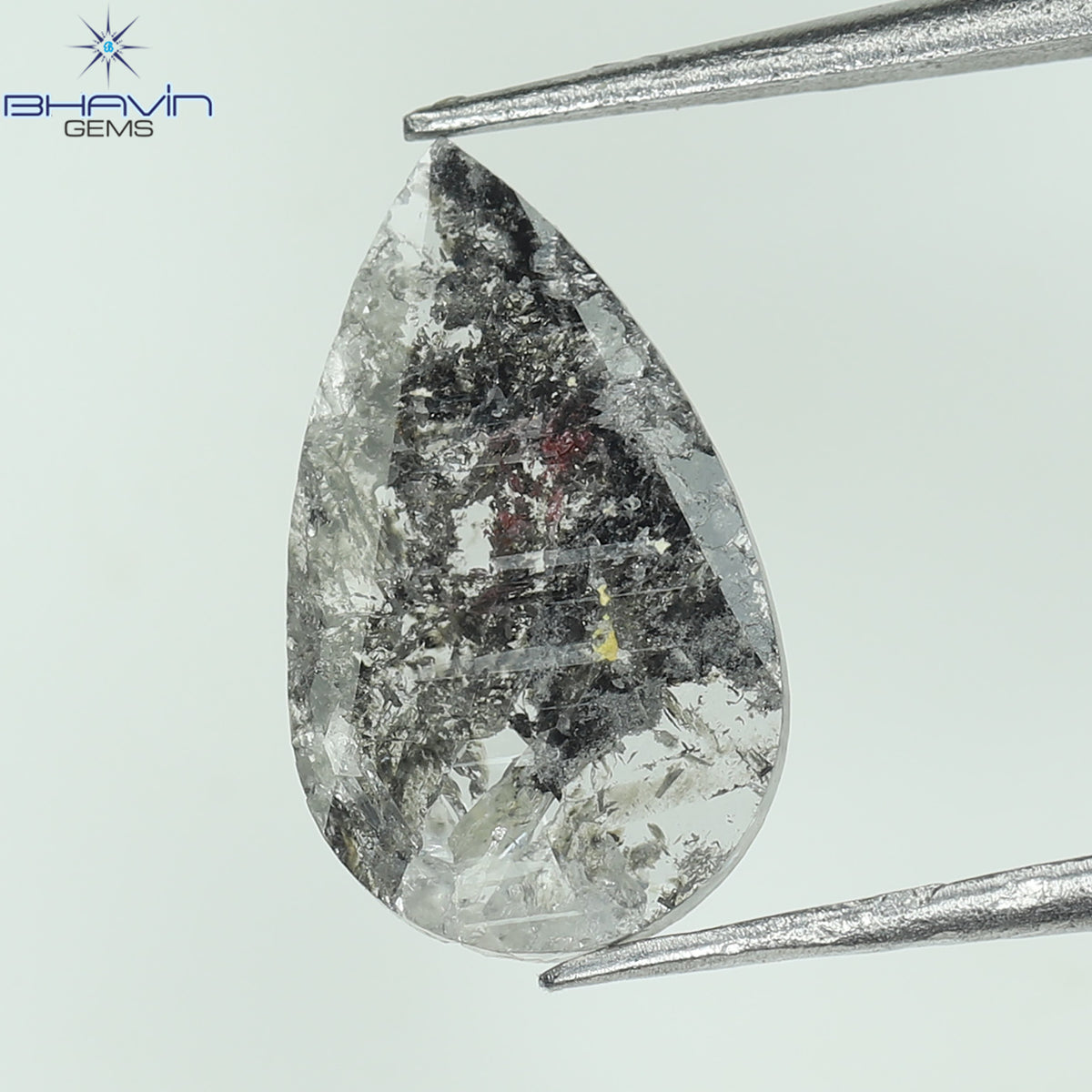 0.69 CT Natural Pear Slice Diamond Salt and Pepper Color Clarity I3 (10.85 MM)