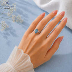 Marquise Blue Diamond Three-Stone Engagement Ring