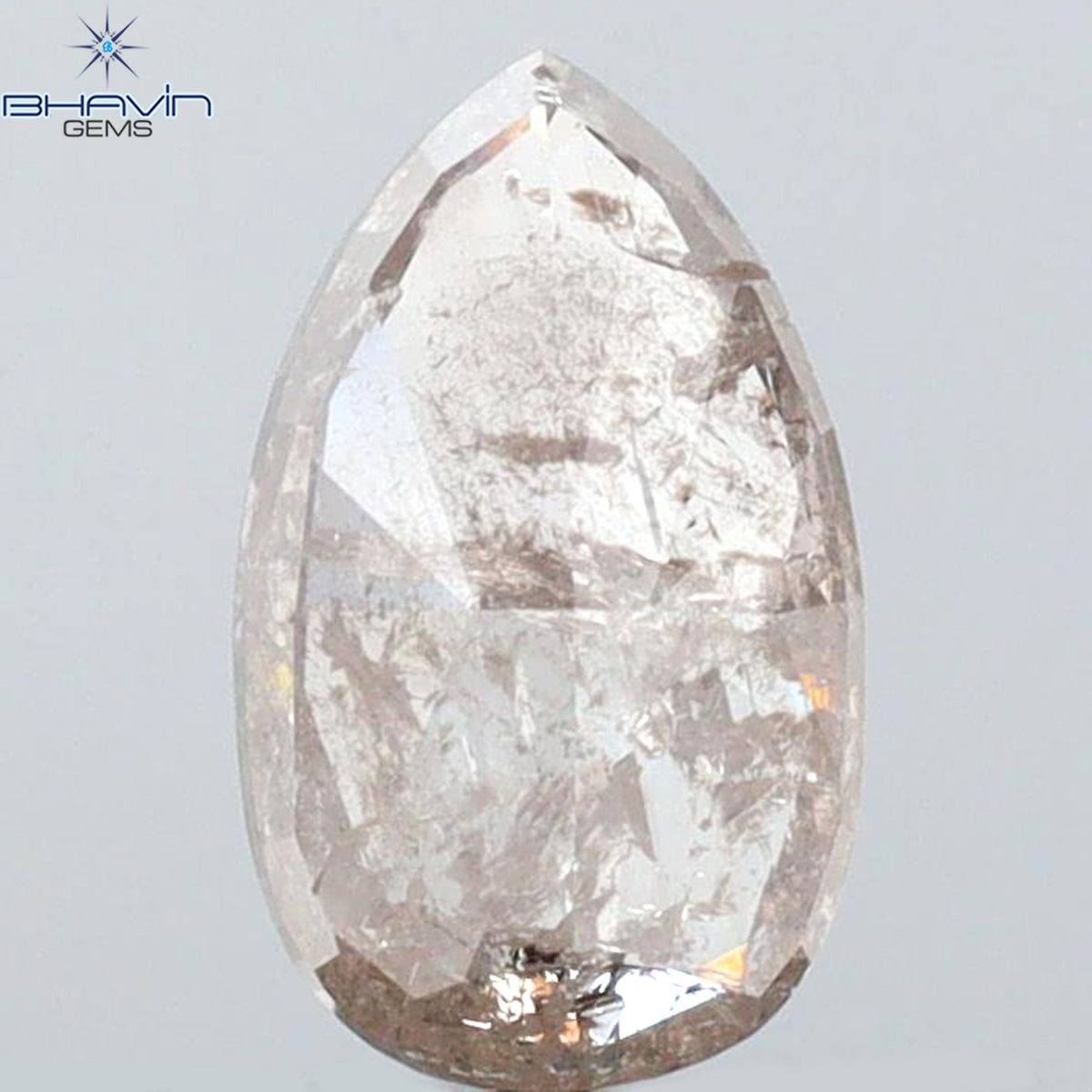 0.66 CT Natural Pear Diamond Pink Color Clarity I3 (7.14 MM)