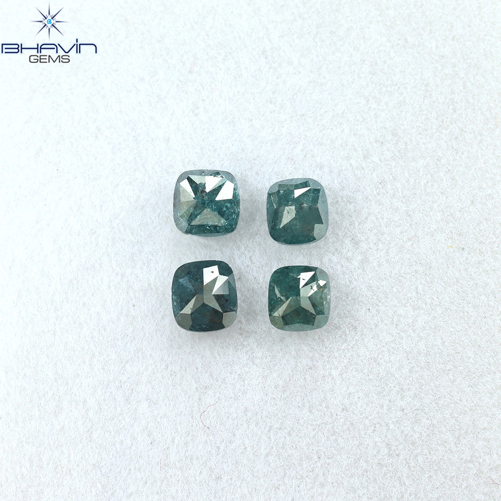 1.07 CT/4個 クッションダイヤモンド 天然ダイヤモンド ブルーダイヤモンド クラリティ I3 (3.85 MM)