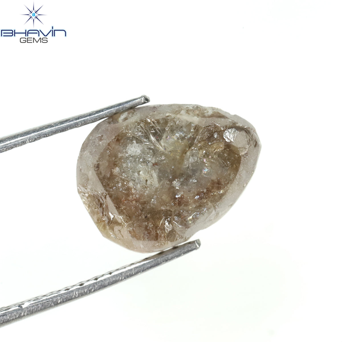 1.05 CT、ノーカット ポルキ シェイプ、天然ダイヤモンド、ブルー カラー、I3 クラリティ (5.42 MM)