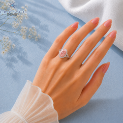 Oval Pink Diamond Double Halo Split Shank Engagement Ring