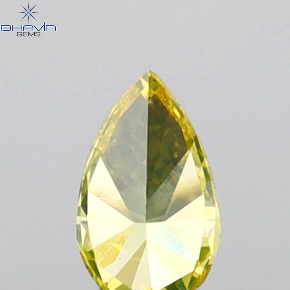 0.12 CT Pear Shape Natural Diamond Green (Parrot) Color VS1 Clarity (4.36 MM)