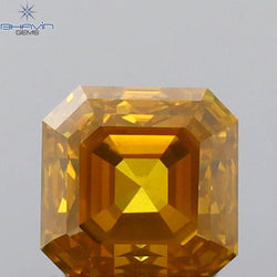 0.60 CT Asscher Shape Natural Loose Diamond Orange Color VS2 Clarity (4.35 MM)