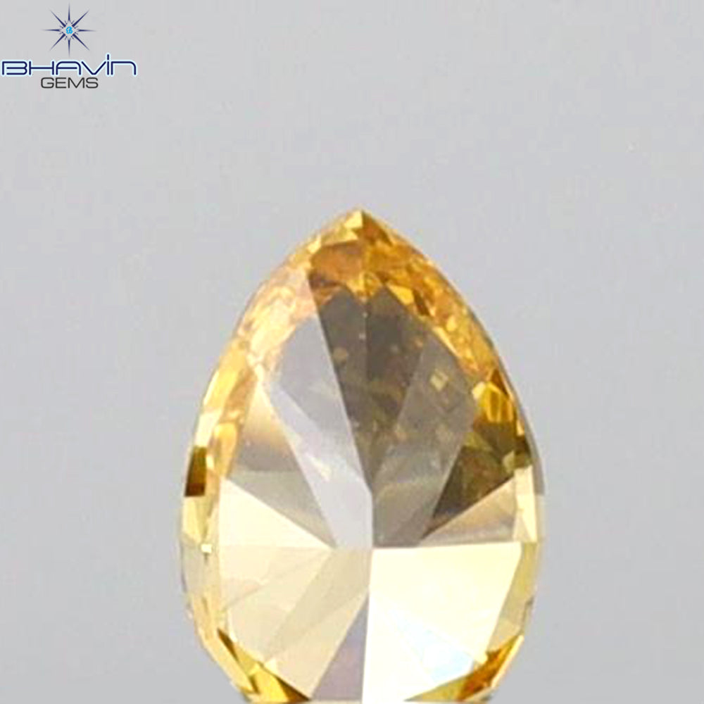 0.10 CT Pear Shape Natural Diamond Orange Color VS1 Clarity (3.55 MM)