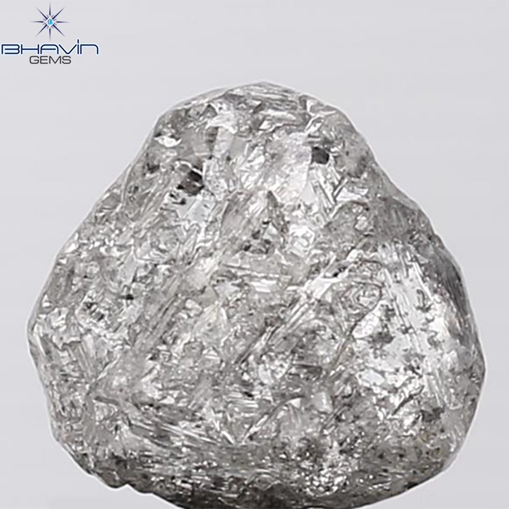 0.44 CT ラフシェイプ ナチュラル ダイヤモンド ブラック グレー (ソルト アンド パッパー) カラー I3 クラリティ (4.95 MM)