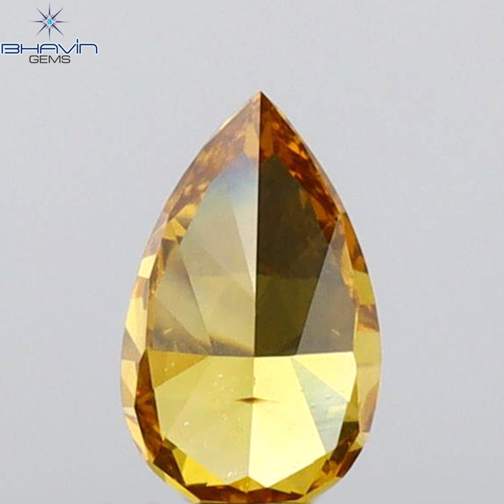 0.29 CT Pear Shape Natural Diamond Orange Color VS2 Clarity (5.36 MM)