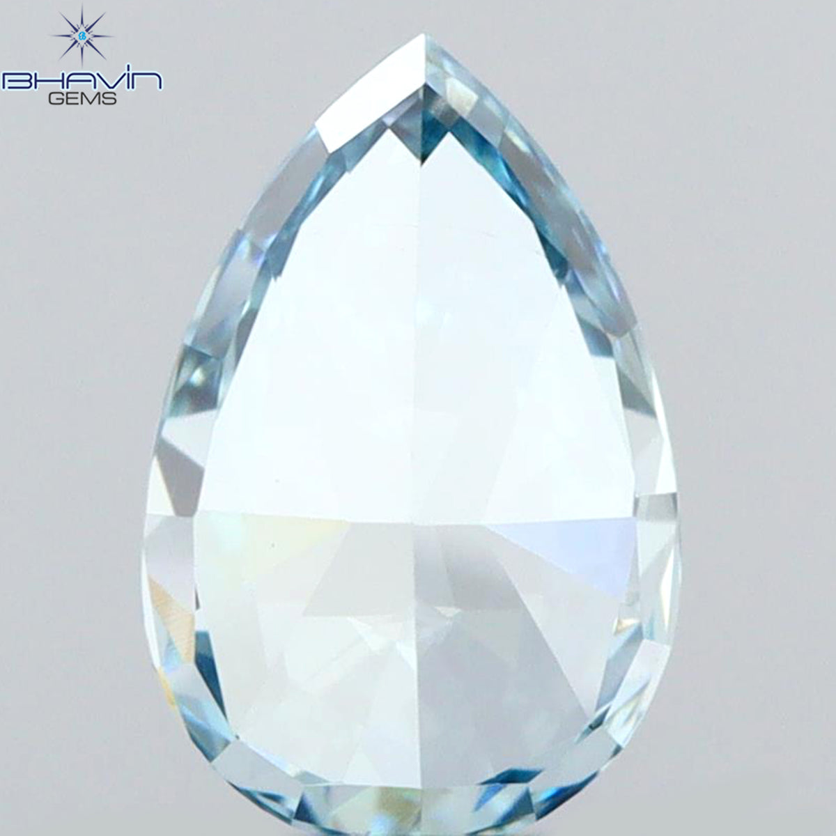0.52 CT Natural Pear Diamond Enhanced Intense Blue Color Clarity VS1 (6.43 MM)