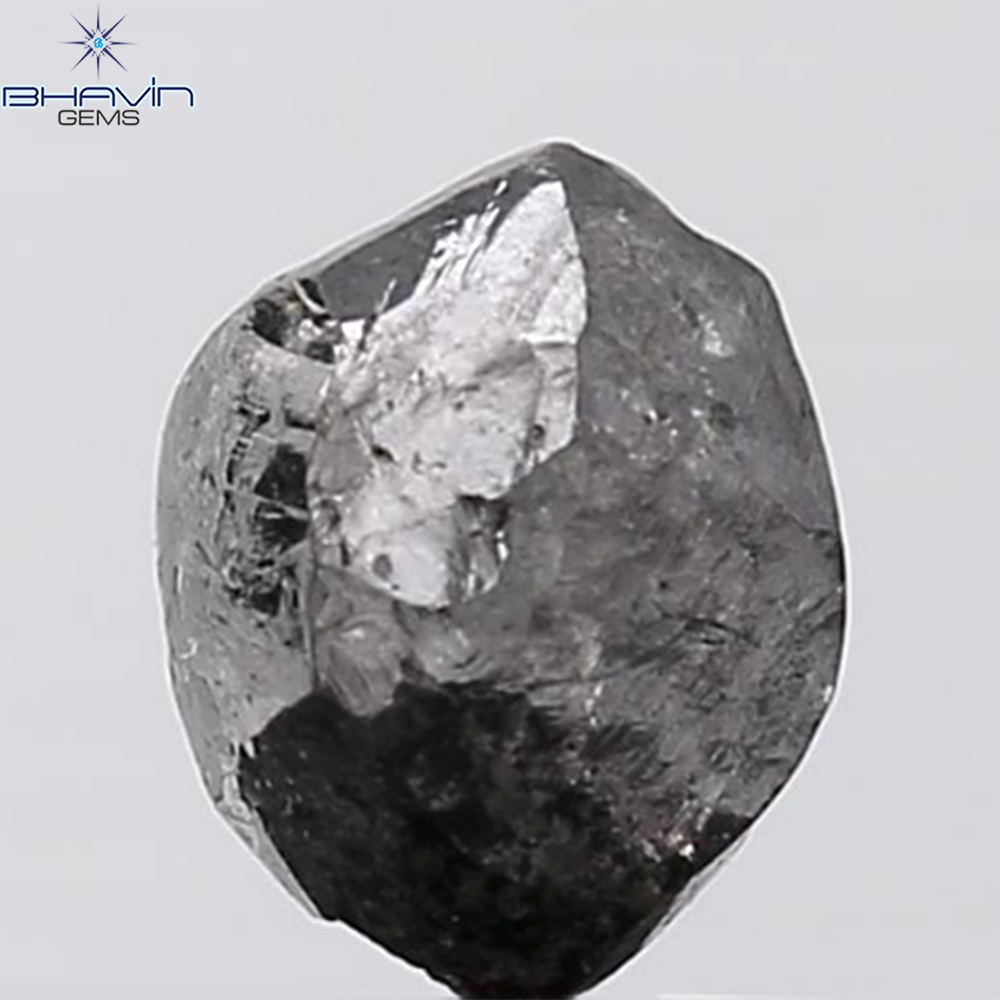 0.44 CT ラフシェイプ ナチュラル ダイヤモンド ブラック グレー (ソルト アンド パッパー) カラー I3 クラリティ (4.95 MM)