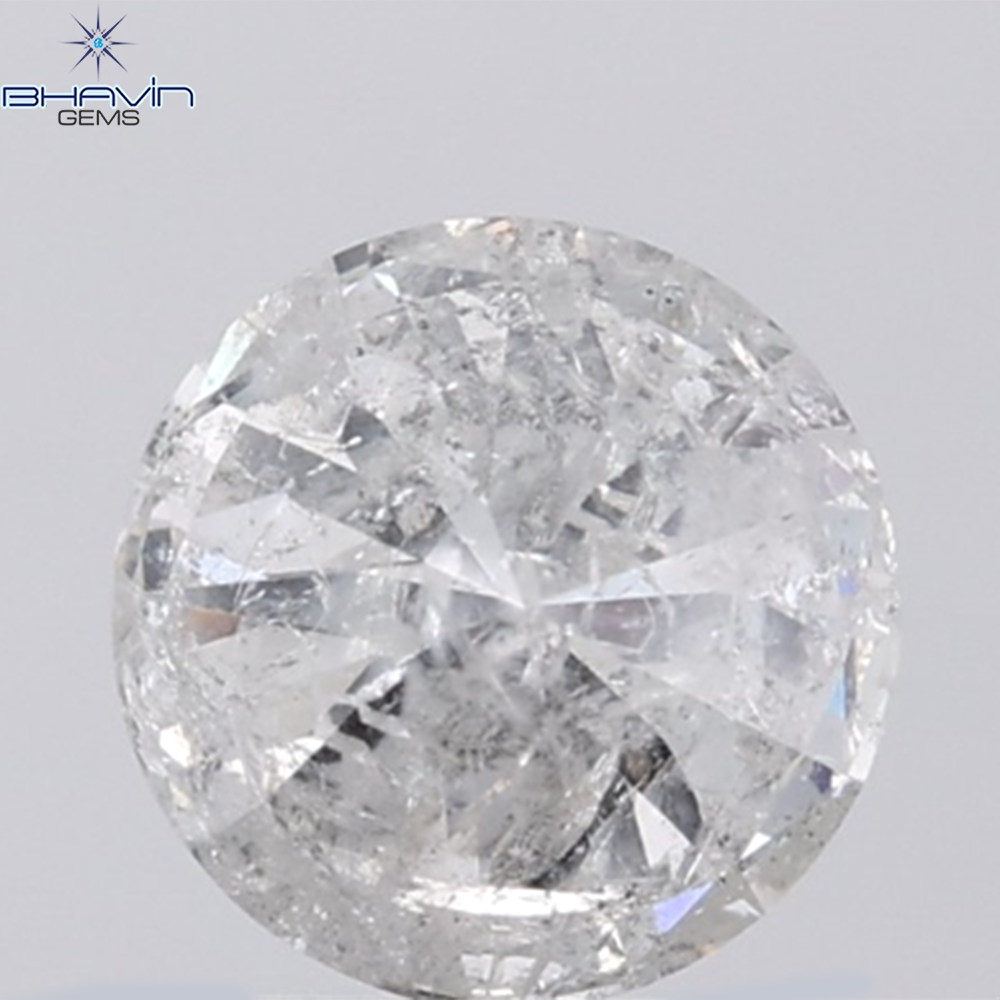0.44 CT ラフシェイプ ナチュラル ダイヤモンド ブラック グレー (ソルト アンド パッパー) カラー I3 クラリティ (4.95 MM)