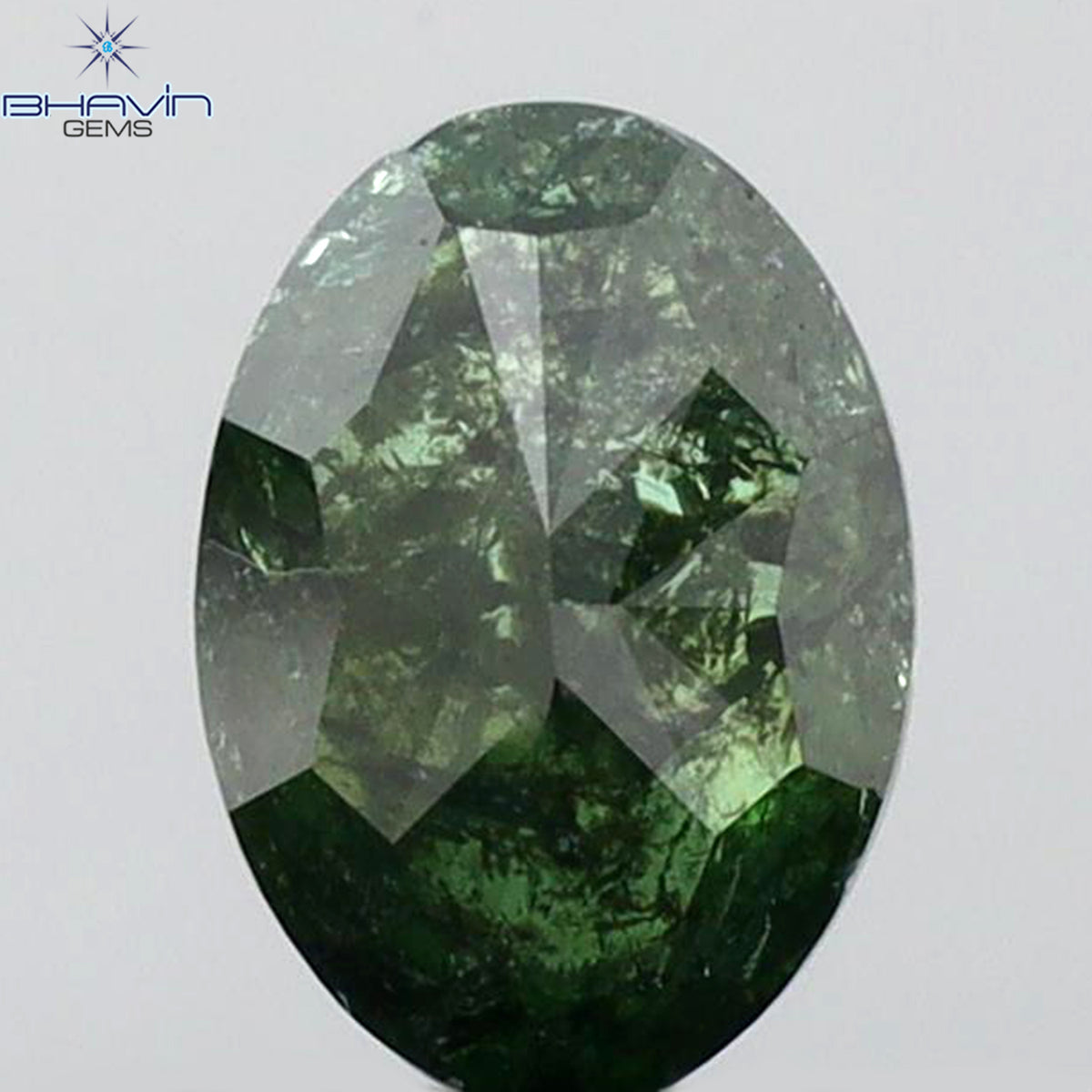 0.72 CT オーバルシェイプ 天然ダイヤモンド グリーンカラー I3 クラリティ (6.48 MM)