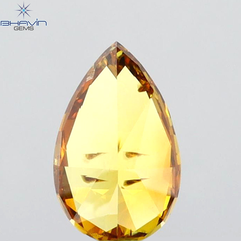 1.05 CT Pear Shape Natural Diamond Orange Color SI2 Clarity (7.90 MM)