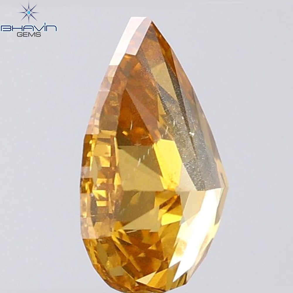 1.03 CT Pear Shape Natural Diamond Orange Color SI1 Clarity (8.13 MM)