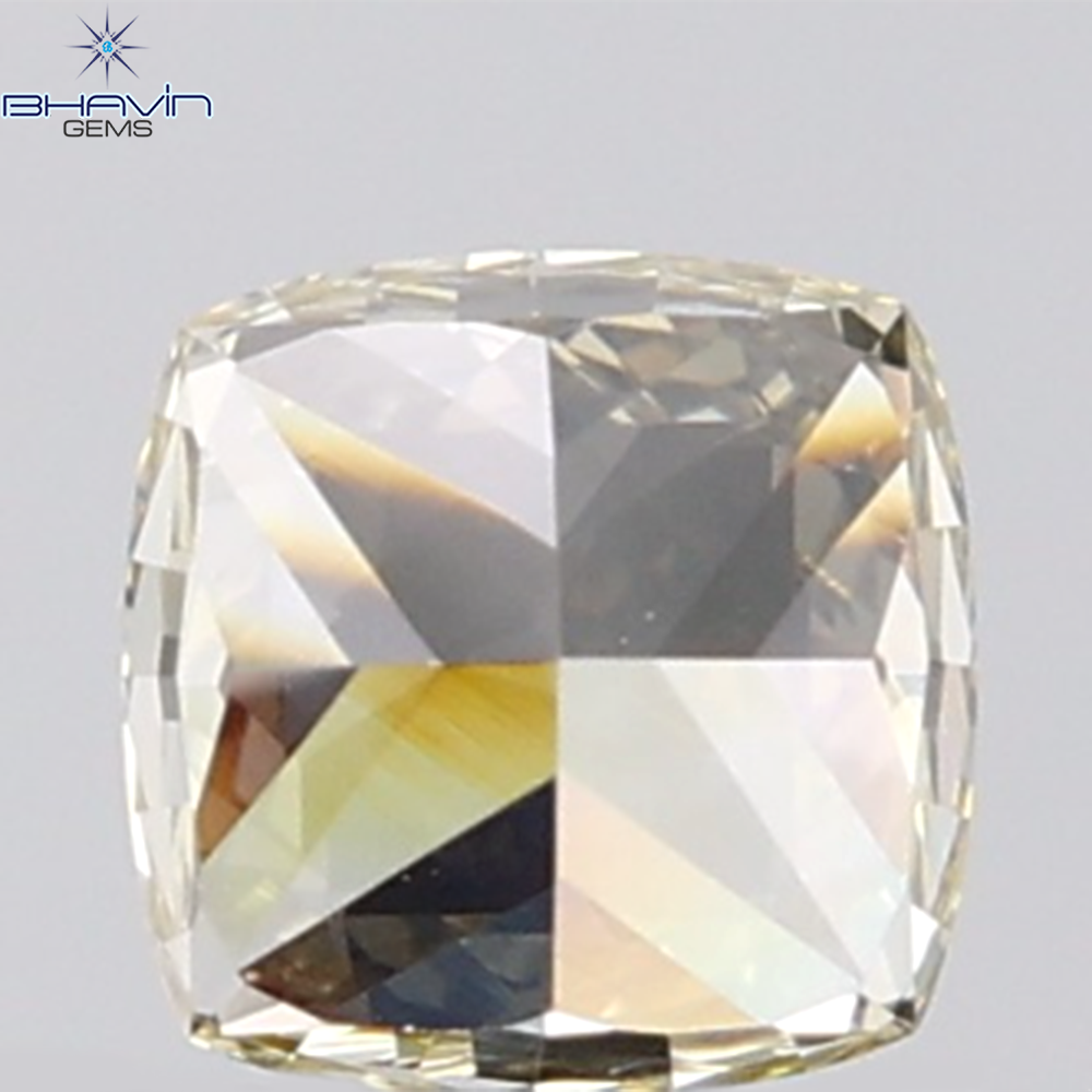 1.02 CT Cushion Diamond Natural Brown Yellow Color VVS1 Clarity (5.25 MM)