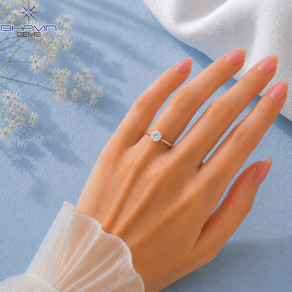 Round Brilliant Cut Solitaire Engagement Ring with Low-Profile Wire Basket in Rose Gold