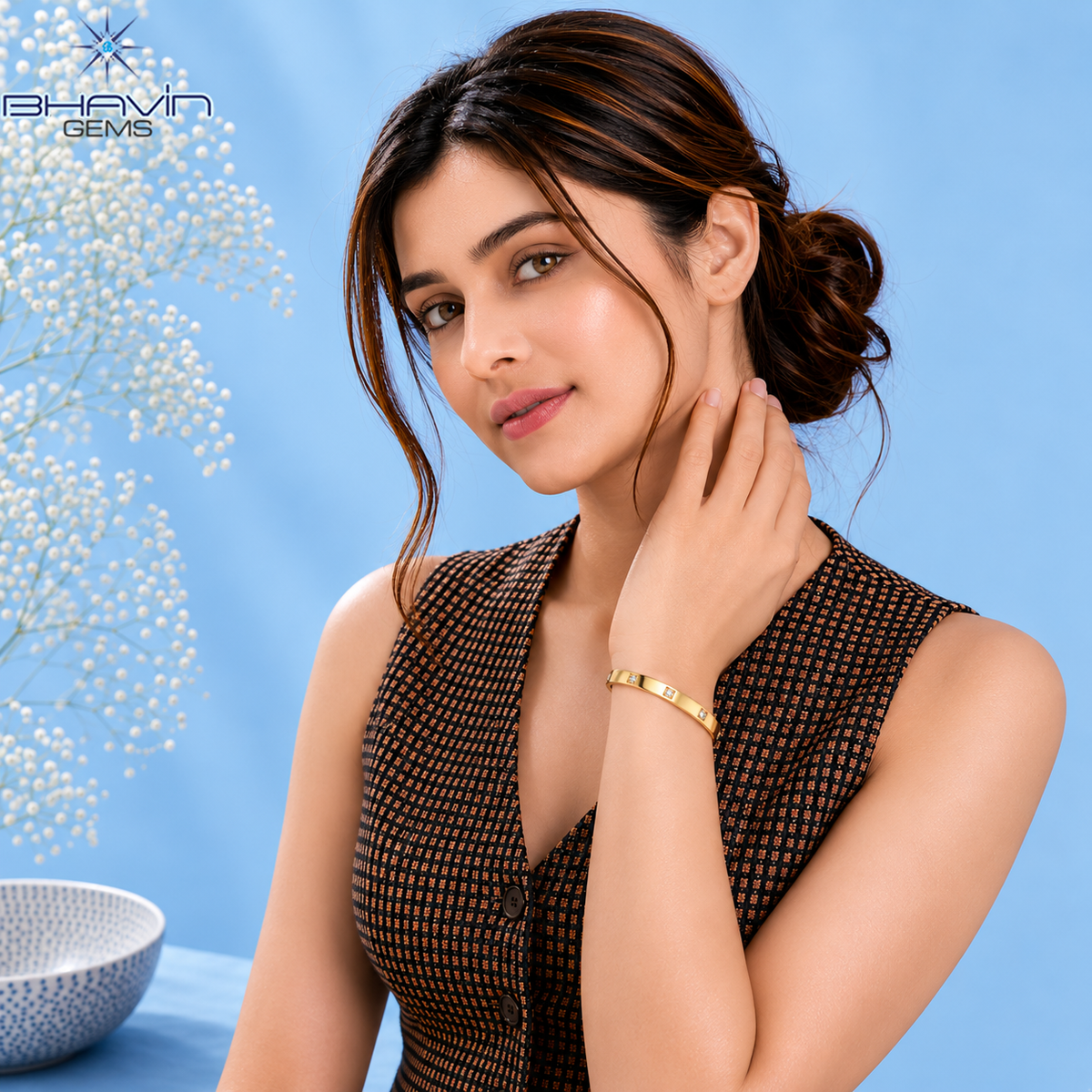 Round Diamond Flush Set Sleek Bangle Bracelet