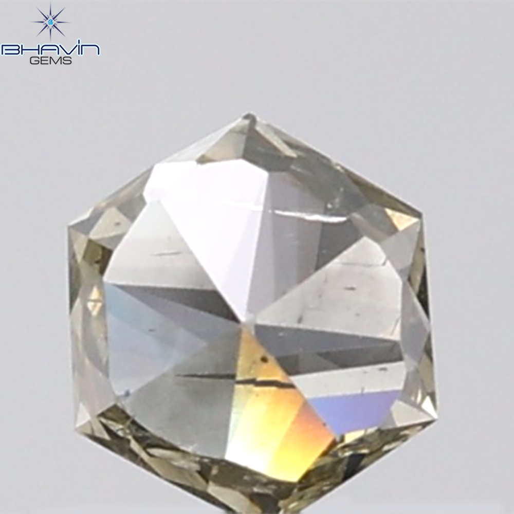 1.00 CT Hexagon Diamond Natural Grey Green Color SI Clarity (4.83 MM)