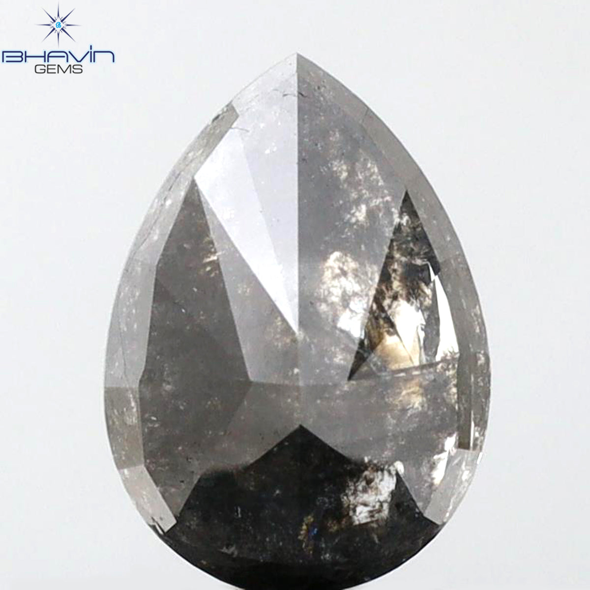 2.10 CT ペアシェイプ 天然ルースダイヤモンド ソルト＆ペッパーカラー I3 クラリティ (9.28 MM)