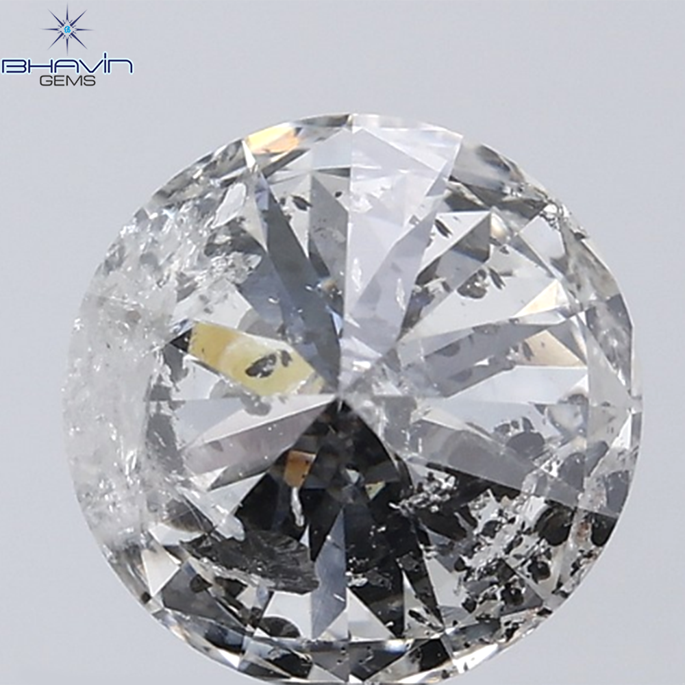0.44 CT ラフシェイプ ナチュラル ダイヤモンド ブラック グレー (ソルト アンド パッパー) カラー I3 クラリティ (4.95 MM)