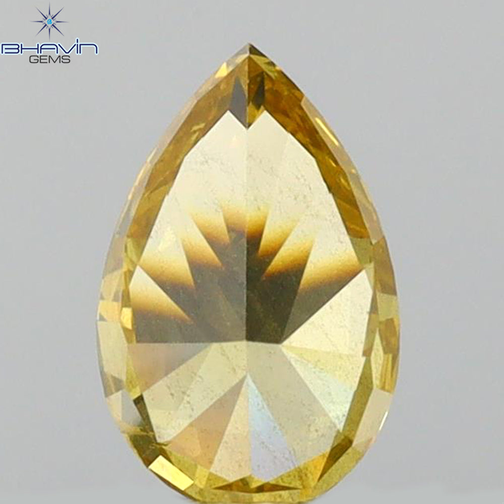 0.59 CT Pear Shape Natural Diamond Orange Color SI1 Clarity (6.78 MM)
