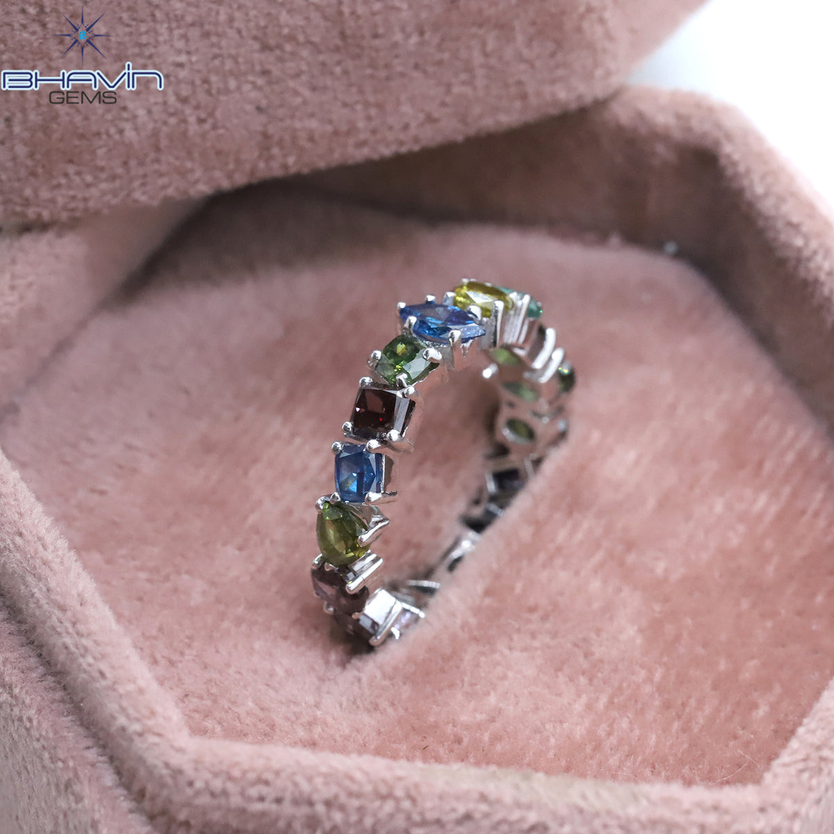 Natural Multi-Color Diamond Mixed Shape Eternity Band