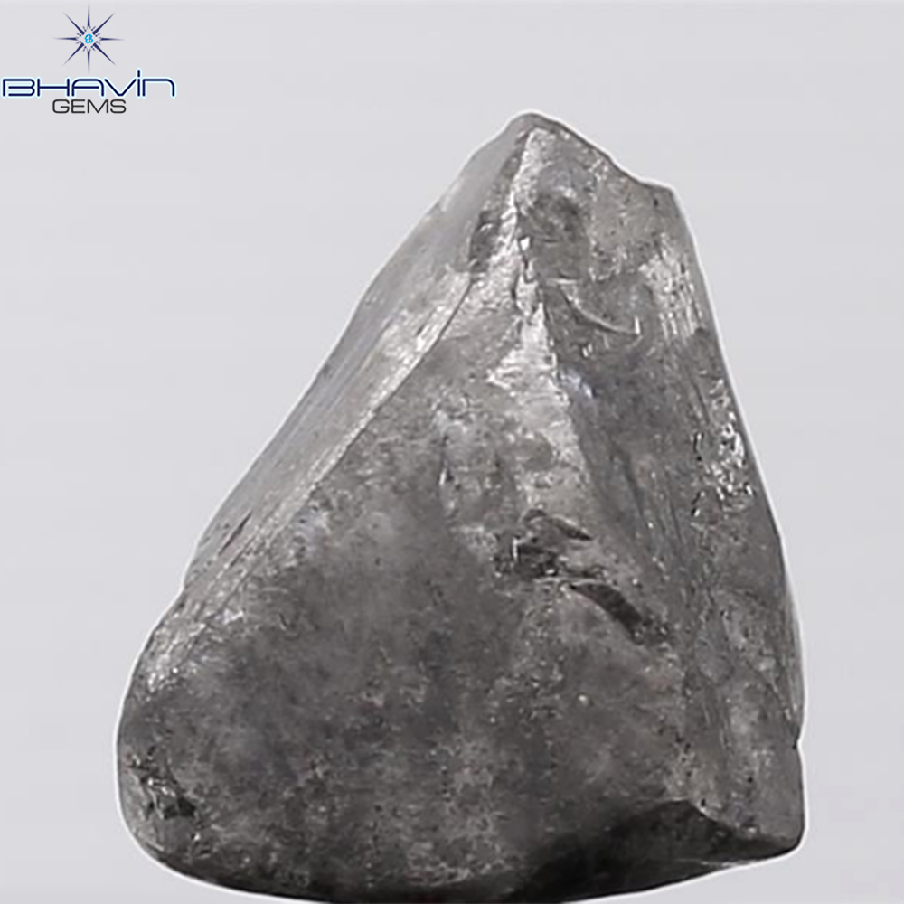 0.44 CT ラフシェイプ ナチュラル ダイヤモンド ブラック グレー (ソルト アンド パッパー) カラー I3 クラリティ (4.95 MM)