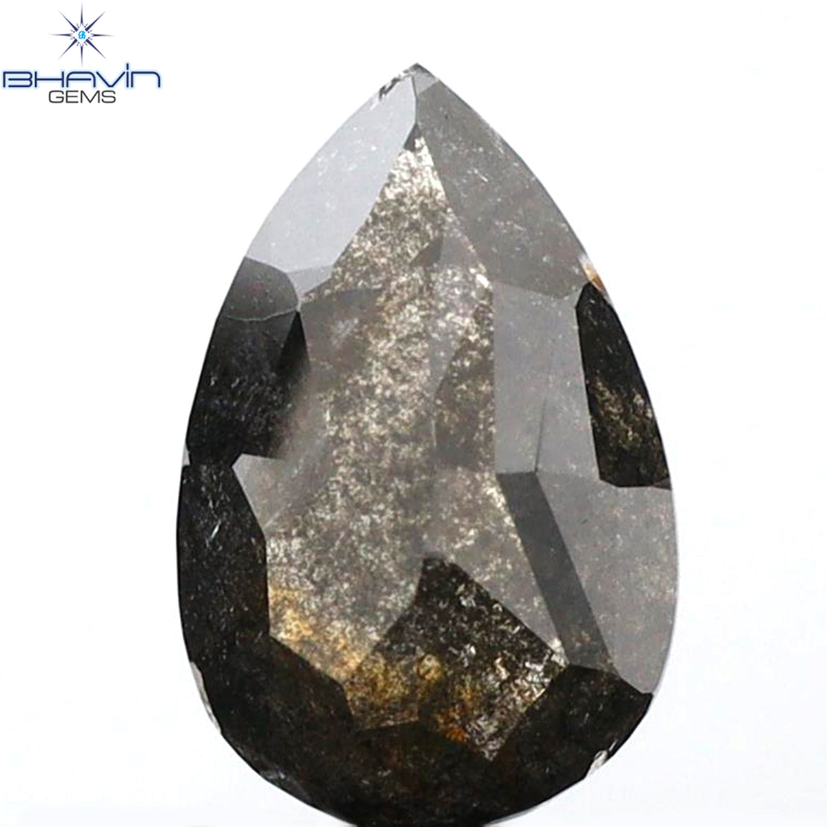 1.96 CT ペアシェイプ 天然ルースダイヤモンド ソルト＆ペッパーカラー I3 クラリティ (9.41 MM)