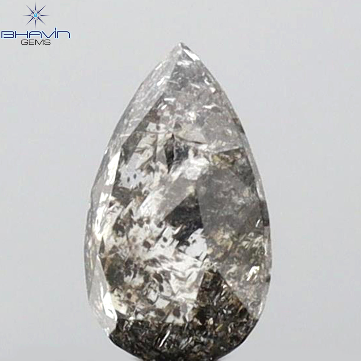 0.33 CT ペアシェイプ 天然ルースダイヤモンド ソルト＆ペッパーカラー I3 クラリティ (6.09 MM)