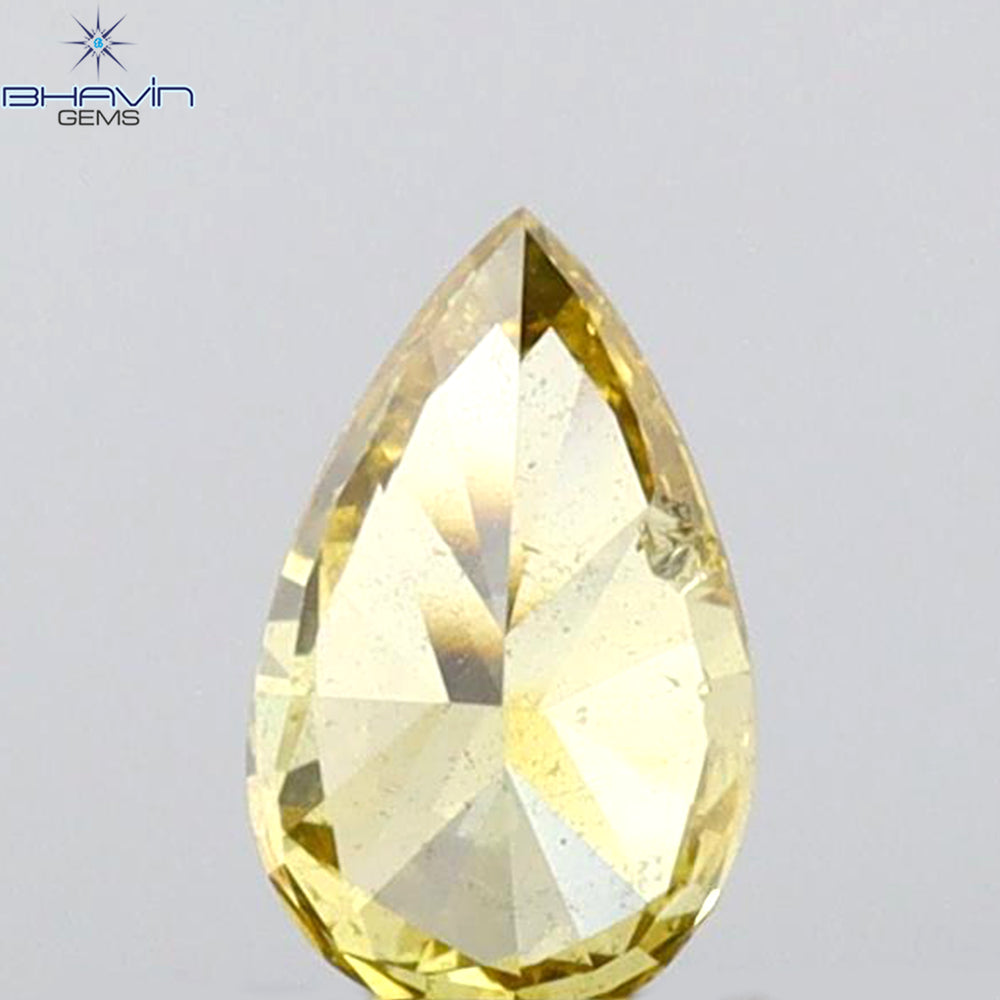 0.25 CT Pear Shape Natural Diamond Green Yellow (Chameleon) Color VS2 Clarity (5.30 MM)