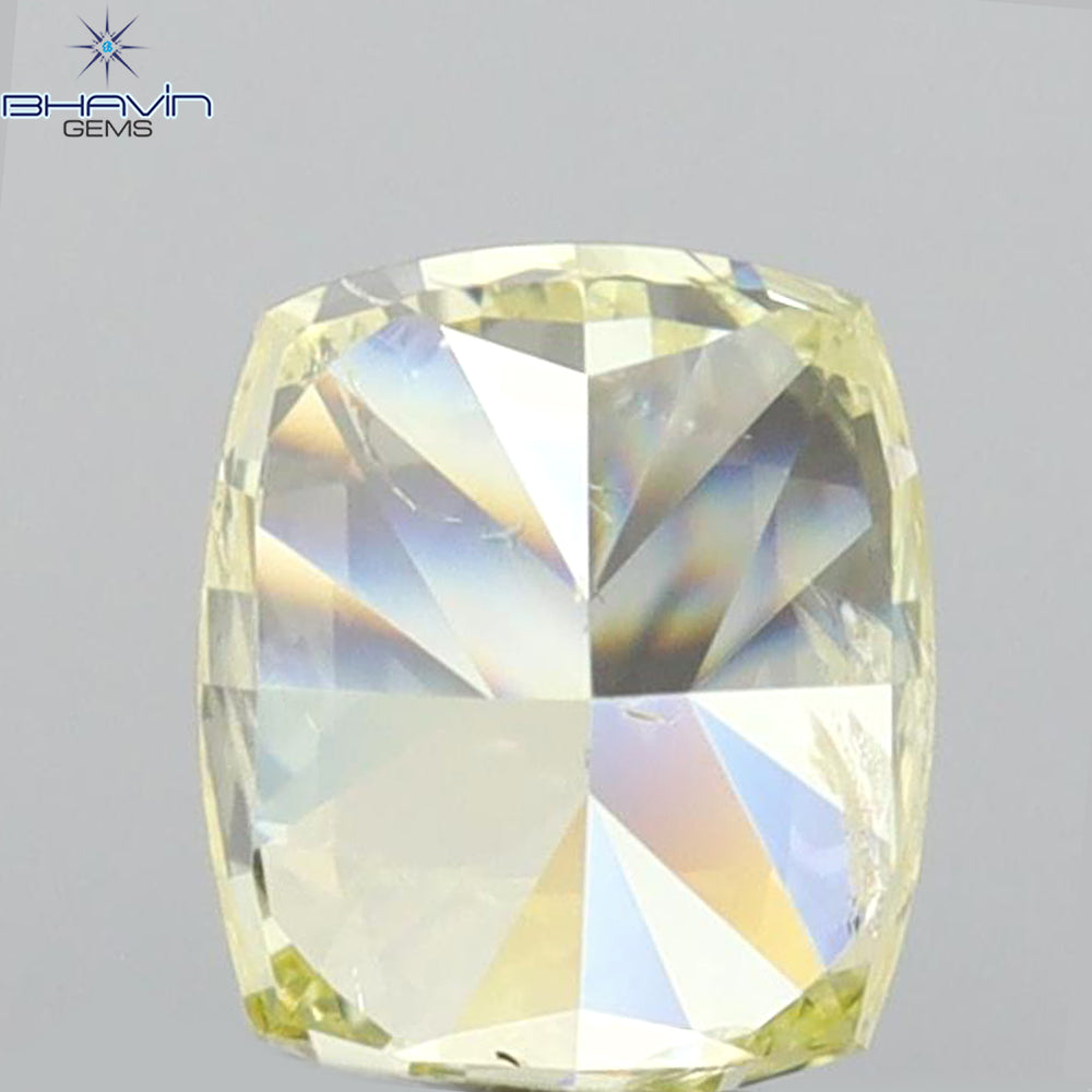 1.01 CT クッションダイヤモンド イエローカラー 天然ダイヤモンド I2 クラリティ (5.90 MM)