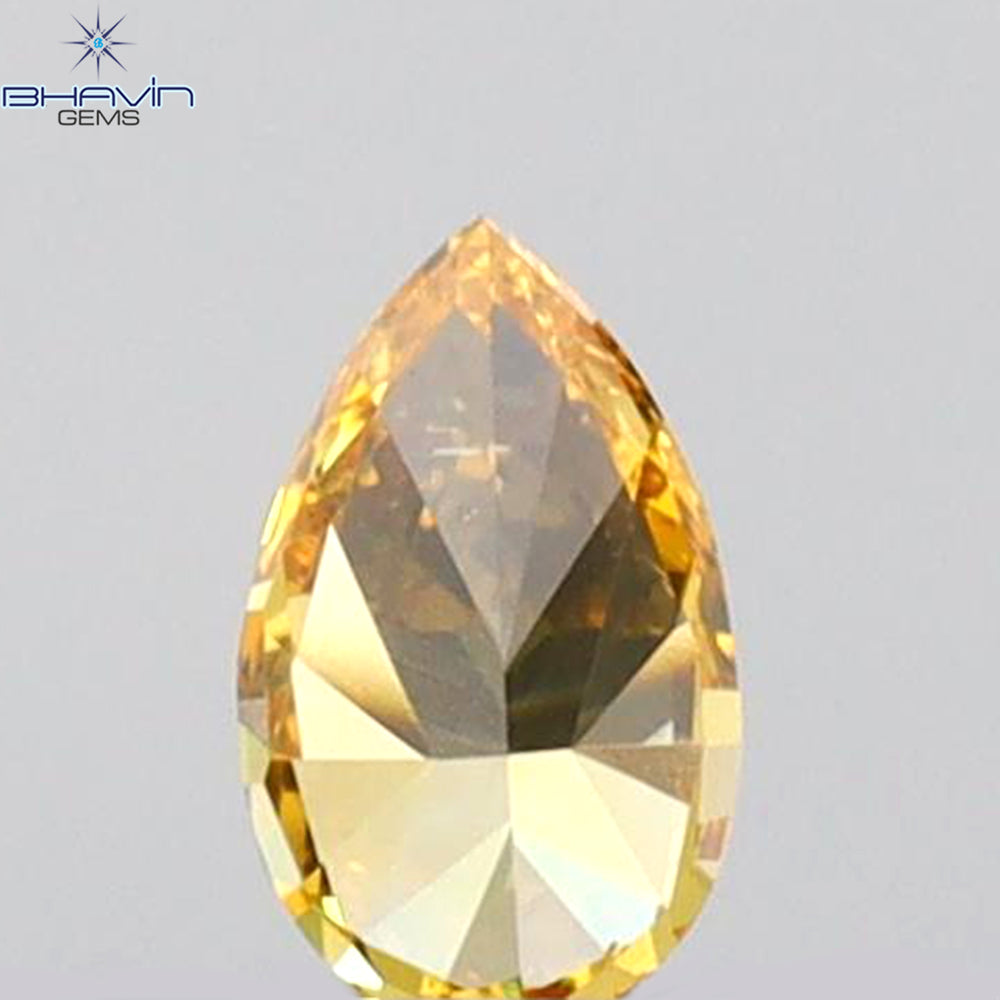 0.14 CT Pear Shape Natural Diamond Orange Color SI1 Clarity (4.41 MM)